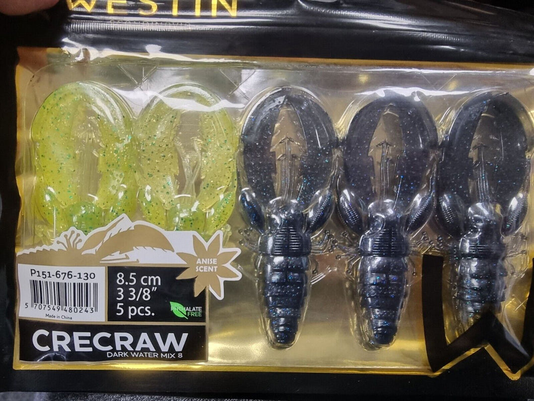 Westin CreCraw 6.5cm or 8.5cm Dark/Clear Water Mix - Fishing Lures Ltd